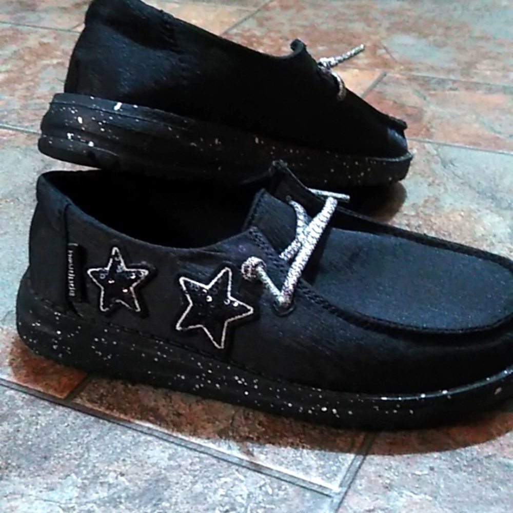 Hey Dude Black Star Kids Sneakers